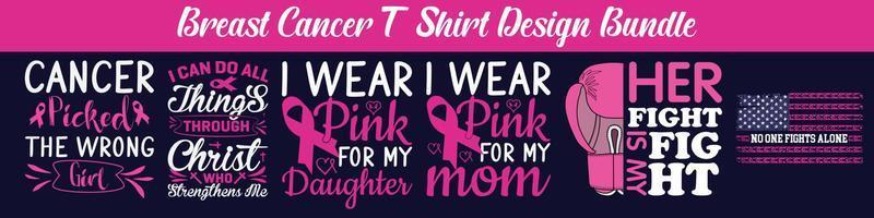 paquete de diseño de camisetas de cáncer de mama, diseño para imprimir como camiseta, taza, marco, día del cáncer de mama, diseño de camisetas de cáncer de mama, diseño de letras de mercancías vector