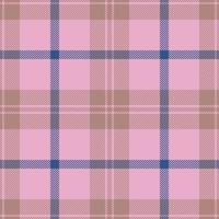 Plaid seamless pattern in pink. Check fabric texture. Vector textile print.