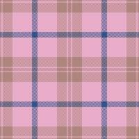 Plaid seamless pattern in pink. Check fabric texture. Vector textile print.