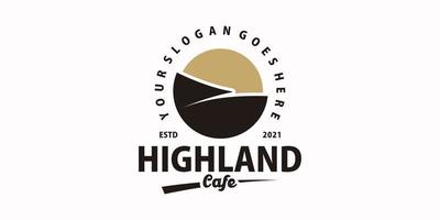 logotipo vintage highland cafe, logotipo de referencia vector