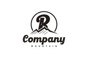 logo r, inspiración de diseño inicial con logo de montaña vector