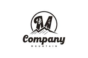 logo M ,initial  design inspiration with mountain logo vector