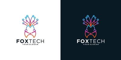 inspiración del logotipo de fox tech vector
