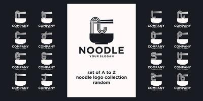 conjunto de referencia del logotipo de fideos, con estilo inicial, tienda de fideos, ramen, udon, tienda de alimentos y otros. vector