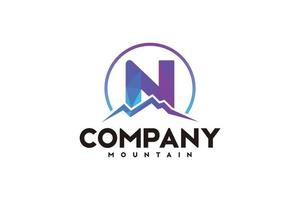 logo N ,initial  design inspiration with mountain logo vector