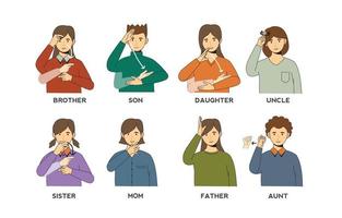 Sign Language Family Collection vector