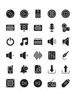 conjunto de iconos de audio 30 aislado sobre fondo blanco vector