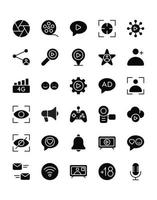 Live streaming Icon Set 30 isolated on white background vector