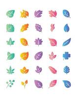 leaf Icon Set 30 isolated on white background vector