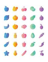 Fruits Icon Set 30 isolated on white background vector