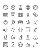 conjunto de iconos de audio 30 aislado sobre fondo blanco vector