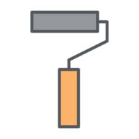 dipingere rotolo spazzola minimalista costruzione utensili icona collezione impostato png