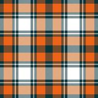 Plaid seamless pattern in orange. Check fabric texture. Vector textile print.