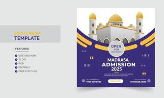 modern Social media post template design for admission vector