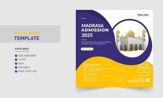 publicación en redes sociales para la admisión a madrasa vector