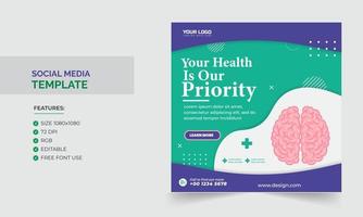 Health care social media template design vector