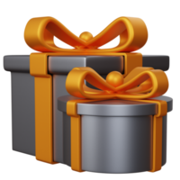 3d rendering two gray gift boxes isolated png
