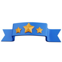 3d rendering ribbon with three stars isolated png