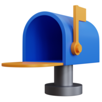 caixa de correio aberta de renderização 3d isolada png
