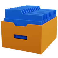 Almacenamiento de archivos de representación 3d con carpeta azul aislada png