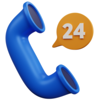 3d rendering phone call with the number twenty four isolated png