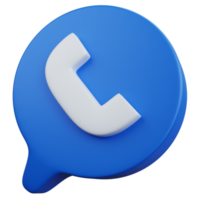 chat de chamada azul de renderização 3d isolado png