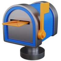 caixa de correio azul de renderização 3D com e-mails dobrados isolados png