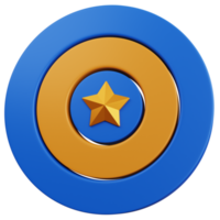 3d rendering target goal with a star in the middle isolated png