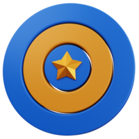 3d rendering target goal with a star in the middle isolated png