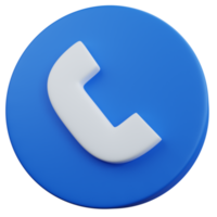 3d tolkning blå ikon telefon ring upp isolerat png