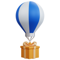 globo de aire de renderizado 3d con caja de regalo aislada png