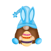 gnome de lapin de pâques avec oeuf de pâques png