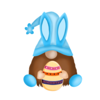 gnomo conejito de pascua con huevo de pascua png