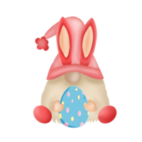 gnomo conejito de pascua con huevo de pascua png