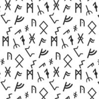 Abstract seamless grunge pattern of runes on a white background. Vector illustration.