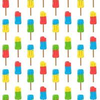 Cartoon tasty colorful ice cream seamless pattern. Isolated on white background. Design with frozen creamy desserts. Sundae ice scoops vector texture, holiday paper