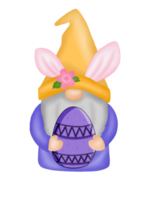 gnomo conejito de pascua con huevo de pascua png