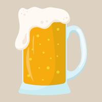 A glass of beer with a large head of foam. Vector illustration.