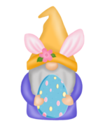 gnomo conejito de pascua con huevo de pascua png