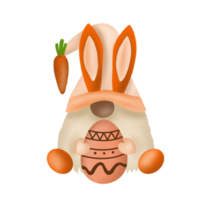 gnomo de coelhinho da páscoa com ovo de páscoa png