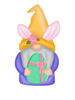 gnomo conejito de pascua con huevo de pascua png