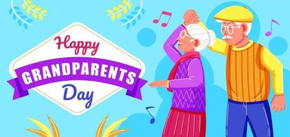 feliz dia de los abuelos, abuelo y abuela bailando. perfecto para eventos vector