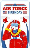 Air Force Birthday, pilot honors the country. Perfect for events vector