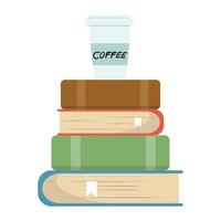 book of Stacks with coffee  flat design vector