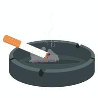 Cigarette in ashtray with burning concept vector
