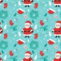 Funny children's festive pattern with Santa and warm clothes