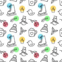 Cute seamless vector pattern with Christmas elements on a white background