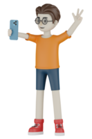 3d Isolated Men doing activities with orange clothes png