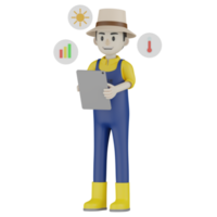 3d Isolated Field Supervisor in blue and yellow clothes png