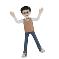 3d geïsoleerd mannen met bruin vesten en bril png